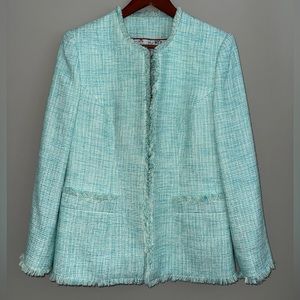 Teal Solid Top & Skirt with Embroidered Jacket